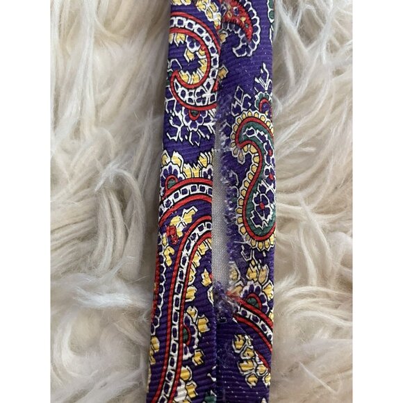 American Living Paisley Tie Purple Yellow Red - Picture 6 of 6